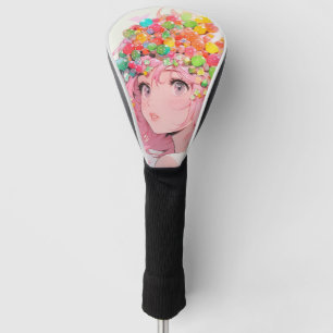 Kawaii Rainbow Pastel Snoep Mushroom Anime Girl Golfheadcover