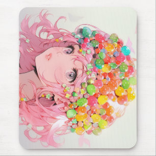 Kawaii Rainbow Pastel Snoep Mushroom Anime Girl Muismat