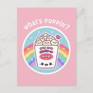 Kawaii Rainbow Popcorn Briefkaart