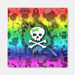 Kawaii Rainbow Skull Magneet