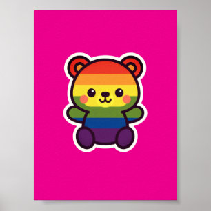 Kawaii Rainbow Teddy – een Schattigee LGBTQ+ Pride Poster