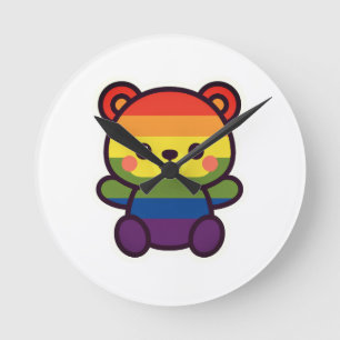 Kawaii Rainbow Teddy – een Schattigee LGBTQ+ Pride Ronde Klok