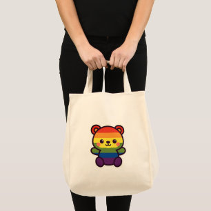 Kawaii Rainbow Teddy – een Schattigee LGBTQ+ Pride Tote Bag