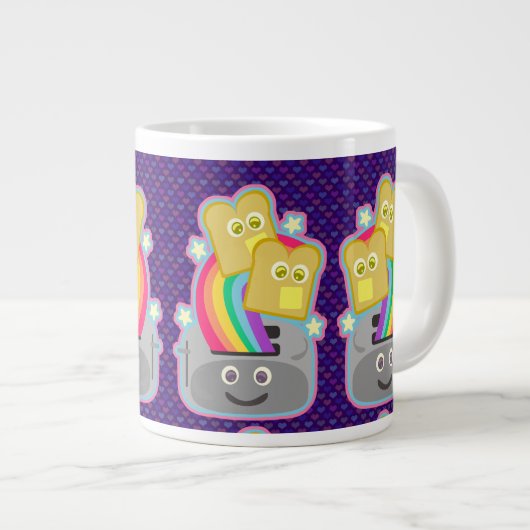 Kawaii Rainbow Toast Pattern Extra Grote Mok (Voorkant rechts)