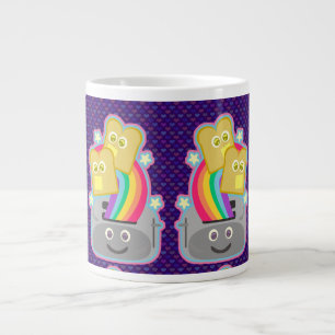 Kawaii Rainbow Toast Pattern Extra Grote Mok