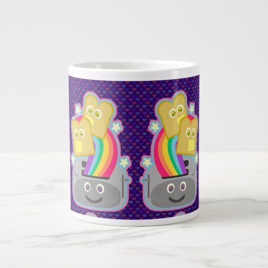 Kawaii Rainbow Toast Pattern Extra Grote Mok (Voorkant)