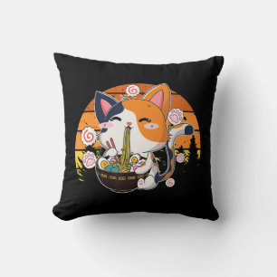 Kawaii Ramen Cat Anime Japan Neko Noodle Fun Vi Kussen