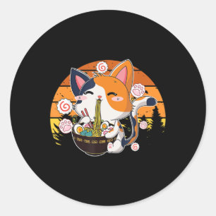 Kawaii Ramen Cat Anime Japan Neko Noodle Fun Vi Ronde Sticker