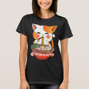 Kawaii Ramen Cat Anime Japanse voedselmeisjes Offi T-shirt