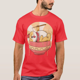 Kawaii Ramen Cute Anime Dog Corgi Japanse noedels T-shirt