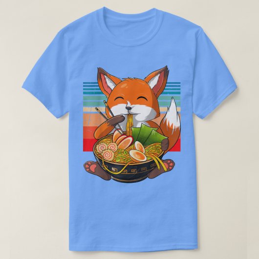 Kawaii Ramen Fox, Japans Neko Noodle Funny Anime T-shirt (Design voorkant)