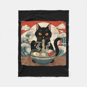 Kawaii Ramen Kat Anime Japanse Noedels Eet Wave Fleece Deken
