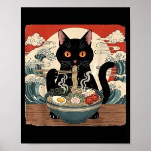 Kawaii Ramen Kat Anime Japanse Noedels Eet Wave  Poster