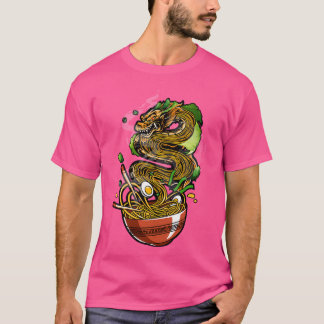 Kawaii Ramen Noodles Bowl Chopsticks Dragon Anime T-shirt