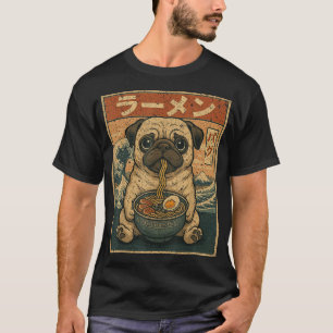 Kawaii Ramen Pug Japanse noedels T-shirt