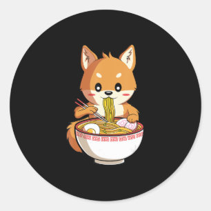 Kawaii ramen shiba inu cadeau voor noedels ronde sticker