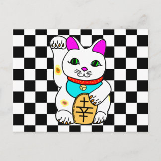 Kawaii Rave Lucky Cat Maneki Neko Briefkaart