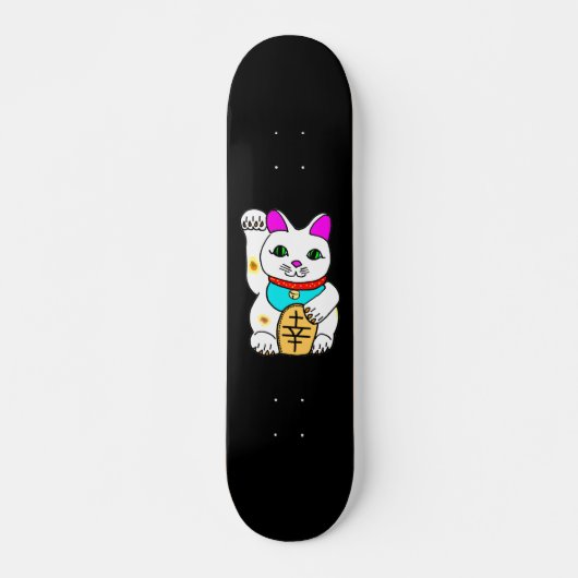 Kawaii Rave Lucky Cat Maneki Neko Skateboard (Voorkant)