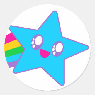 Kawaii Rave Neon Ster Regenboog Ronde Sticker