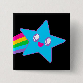 Kawaii Rave Neon Ster Regenboog Vierkante Button 5,1 Cm