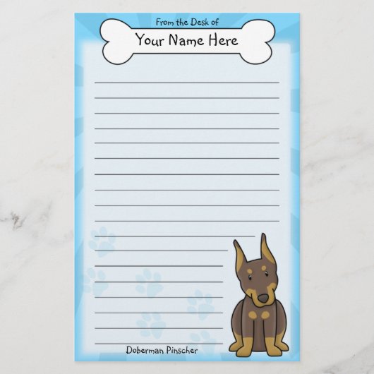 Kawaii Red Doberman Pinscher Stationery Briefpapier (Voorkant)