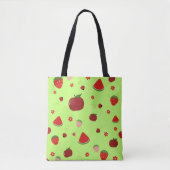 Kawaii Red Fruits Pattern in Lime Green Draagtas (Voorkant)