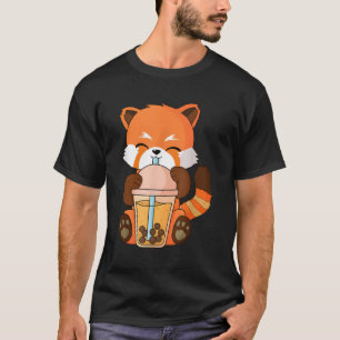 Kawaii Red Panda Boba Tea Bubble Tea Anime T-shirt