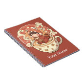 Kawaii Red Panda Coffee Study Spiral Notebook Notitieboek (Rechterzijde)
