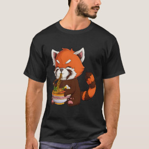 Kawaii Red Panda Eat Ramen Japans Anime Noodles T-shirt