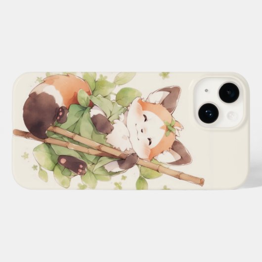 Kawaii Red Panda Hold Stick Case-Mate iPhone Case (Achterkant (horizontaal))