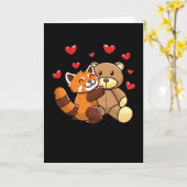 Kawaii Red Panda met gekwetste dieren Kaart (Gele Bloem)