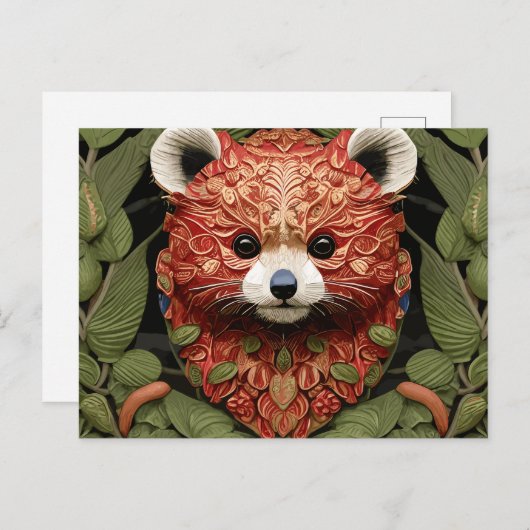 Kawaii Redpanda Floral Art Briefkaart (Voorkant / Achterkant)