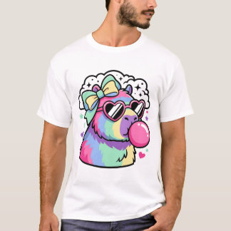 Kawaii Regenboog Capybara met Hart Zonnebril & Bu T-shirt