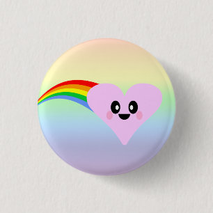 KAWAII REGENBOOG HART VALENTIJN DAG SCHATTIG AARDI RONDE BUTTON 3,2 CM