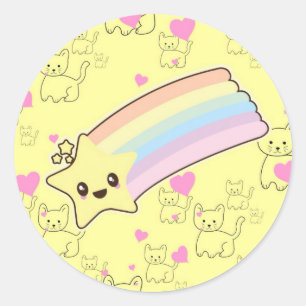 Kawaii regenboog katjes patroon zo schattig. Zo Ka Ronde Sticker
