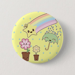 Kawaii regenboog weerpatroon zo schattig ronde button 5,7 cm