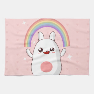 Kawaii regenboogklier theedoek