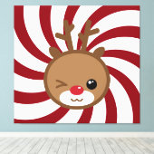Kawaii Reindeer Canvas Wall Art (Insitu (Houten vloer))