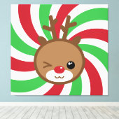 Kawaii Reindeer Canvas Wall Art (Insitu (Houten vloer))
