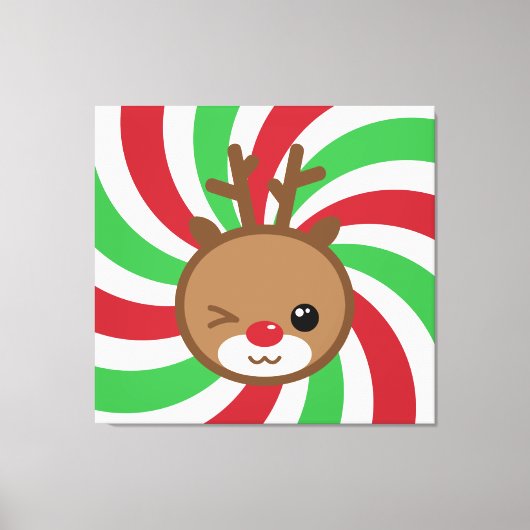 Kawaii Reindeer Canvas Wall Art (Voorkant)