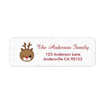 Kawaii Reindeer Étiquettes de adresse de Noël