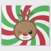 Kawaii Reindeer Gift Wrap Cadeaupapier (Vlak)