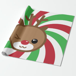 Kawaii Reindeer Gift Wrap Cadeaupapier