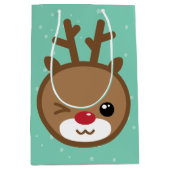 Kawaii Reindeer kerstcadeau Medium Cadeauzakje (Voorkant)