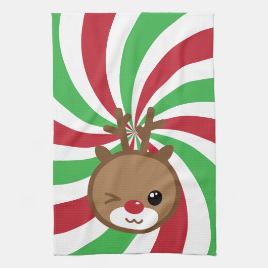 Kawaii Reindeer Kitchen Towel Theedoek (Verticaal)