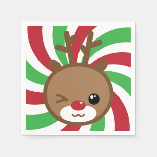 Kawaii Reindeer Paper Napkins Servetten