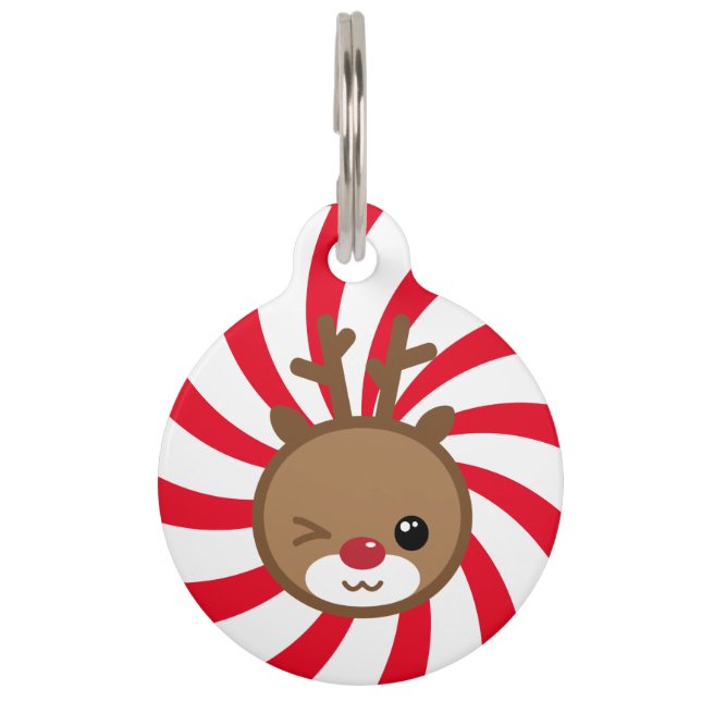 Kawaii Reindeer Pet Tag Huisdierpenning (Voorkant)