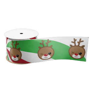 Kawaii Reindeer Satin Ribbon Lint