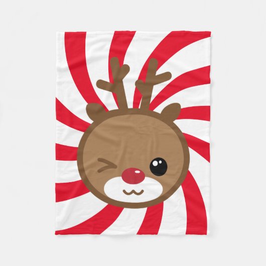 Kawaii Reindeer Small Fleece Blanket (Voorkant)