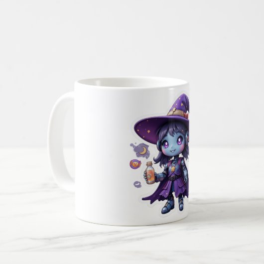 Kawaii Robot sorcière fille Mug mignonne Sci-Fi so (Devant gauche)